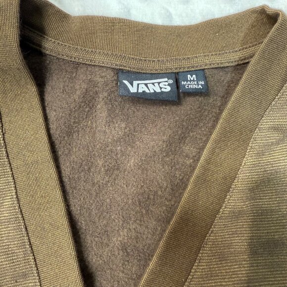 Vans Cardigan Sweater Mens Sz M Brown Cotton Blend Button Up V Heart - Picture 4 of 9